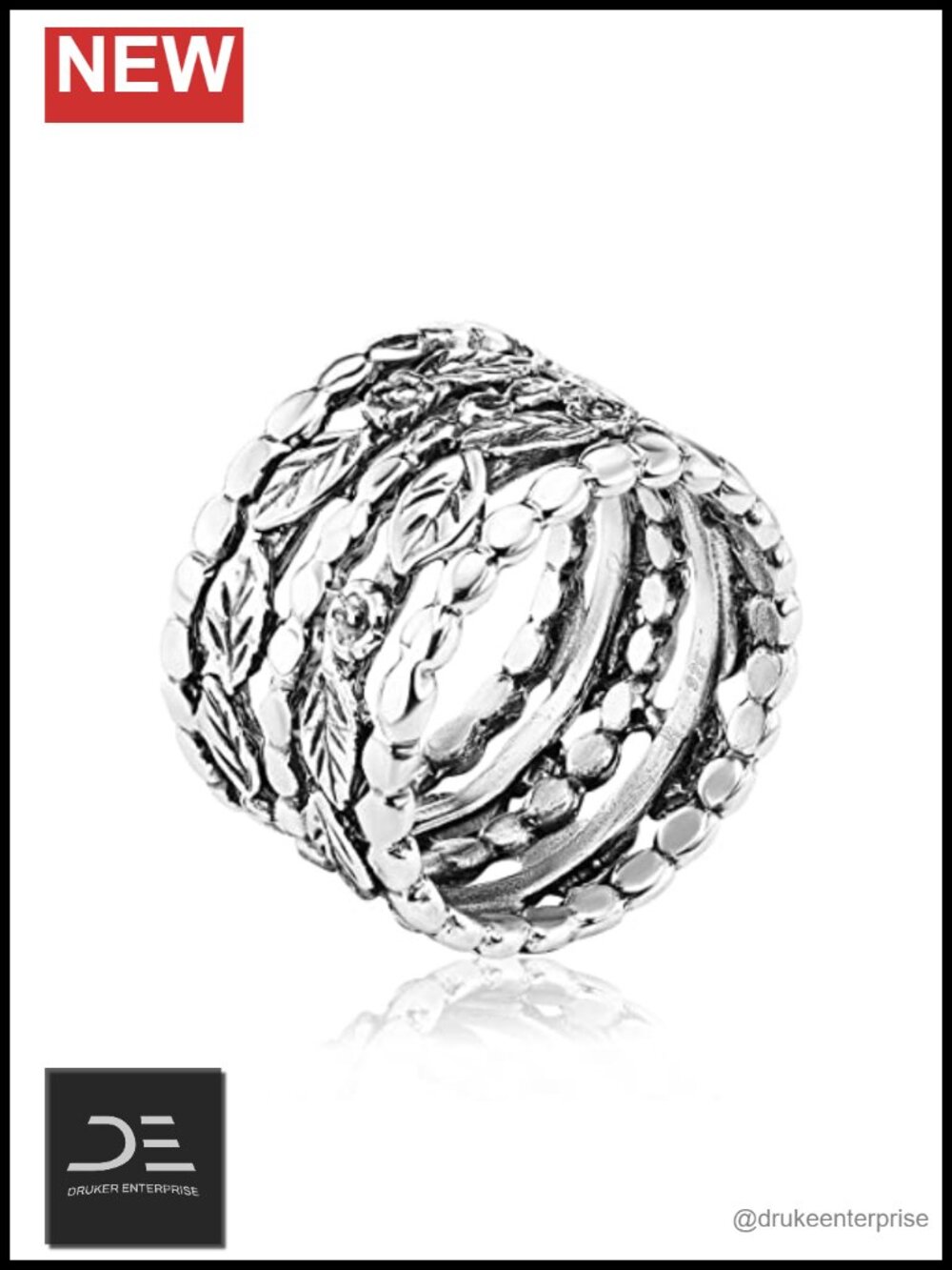 925 Sterling Silver Wide Vintage Statement Ring - Handcrafted Floral Leaves